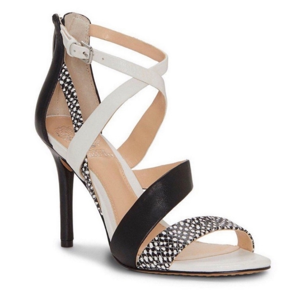 Vince Camuto Chakeetan Sandals Heels Black 'Pure Dotted' | Size 8 1/2 (39 eur)